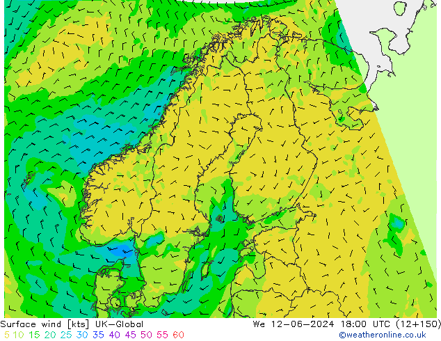 Wind 10 m UK-Global wo 12.06.2024 18 UTC