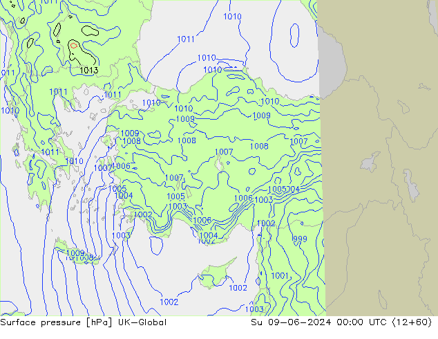 Luchtdruk (Grond) UK-Global zo 09.06.2024 00 UTC