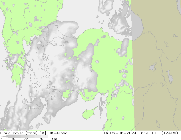 Cloud cover (total) UK-Global Th 06.06.2024 18 UTC