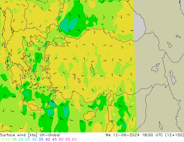Wind 10 m UK-Global wo 12.06.2024 18 UTC
