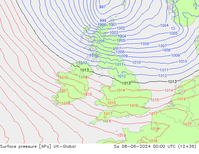 pressão do solo UK-Global Sáb 08.06.2024 00 UTC