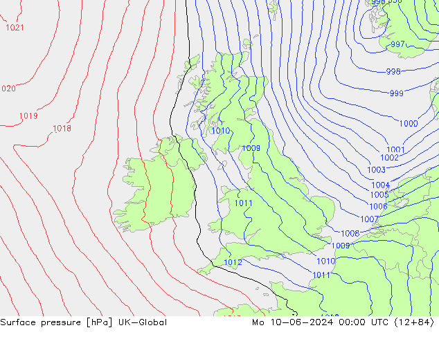 pression de l'air UK-Global lun 10.06.2024 00 UTC