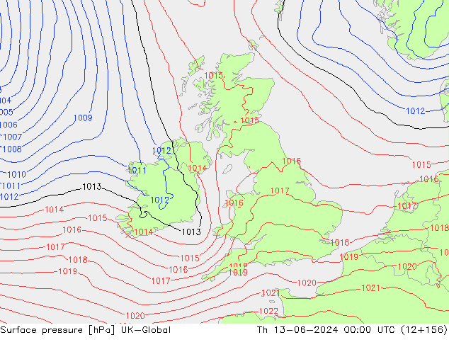 приземное давление UK-Global чт 13.06.2024 00 UTC