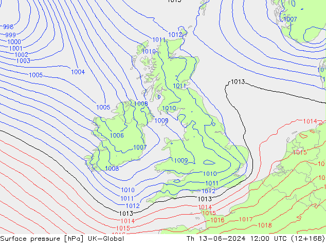 приземное давление UK-Global чт 13.06.2024 12 UTC