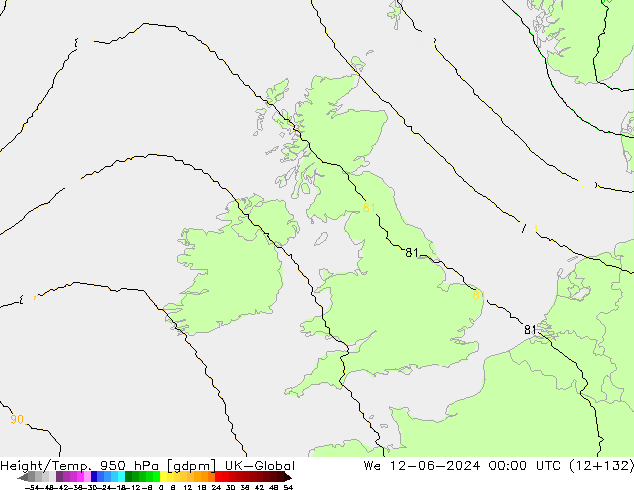 Height/Temp. 950 гПа UK-Global ср 12.06.2024 00 UTC