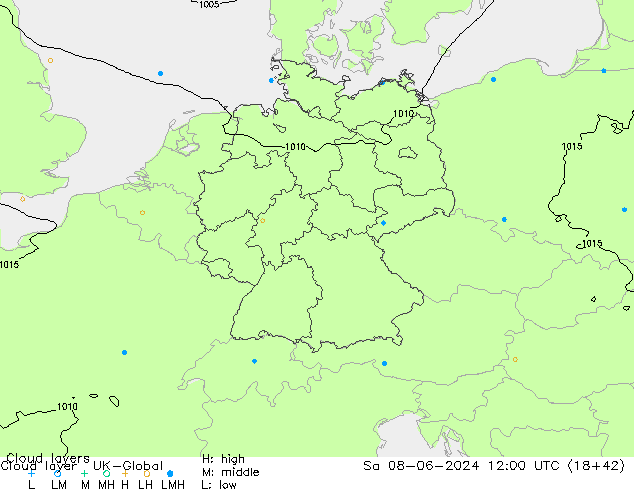 Cloud layer UK-Global So 08.06.2024 12 UTC