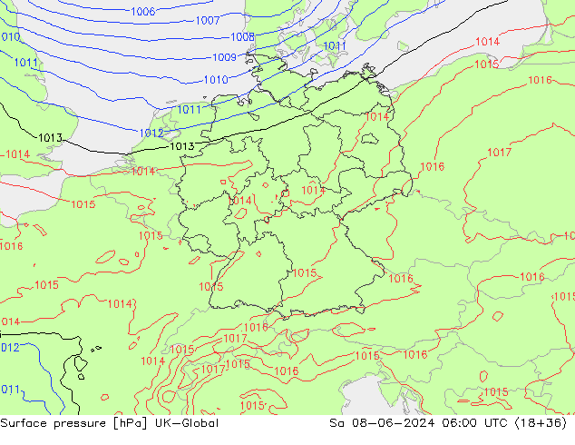 Surface pressure UK-Global Sa 08.06.2024 06 UTC