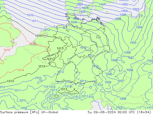 pression de l'air UK-Global dim 09.06.2024 00 UTC