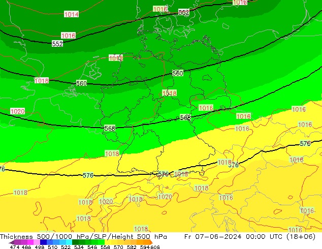 Thck 500-1000hPa UK-Global Fr 07.06.2024 00 UTC