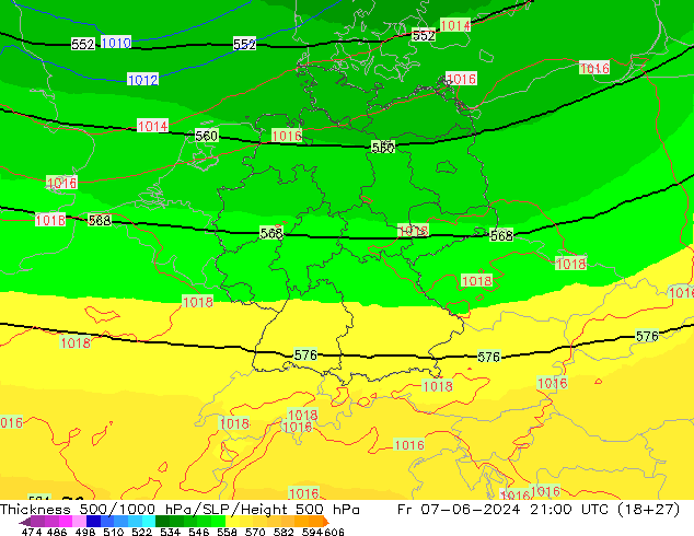 Thck 500-1000hPa UK-Global Fr 07.06.2024 21 UTC