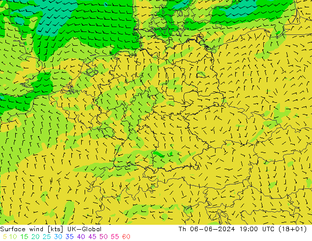 Wind 10 m UK-Global do 06.06.2024 19 UTC