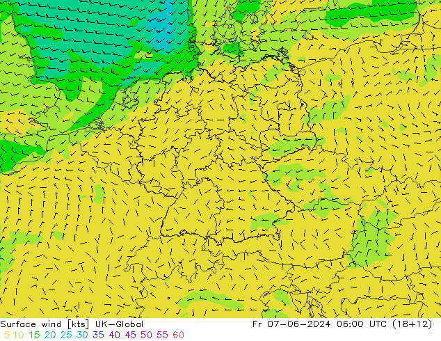 Wind 10 m UK-Global vr 07.06.2024 06 UTC