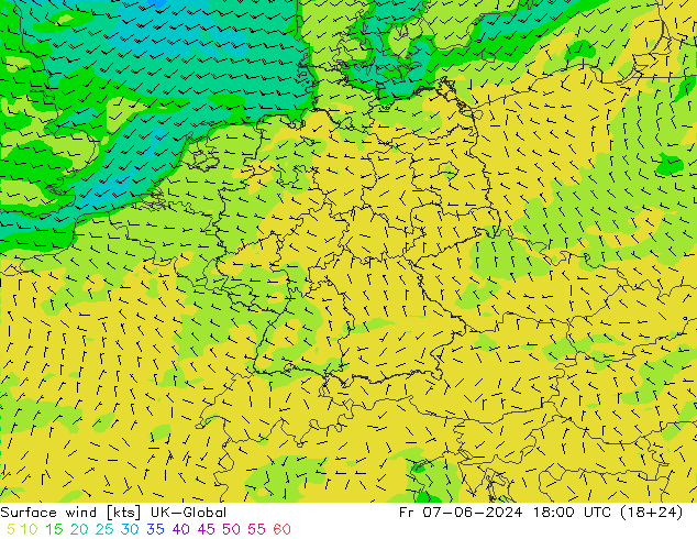 Vent 10 m UK-Global ven 07.06.2024 18 UTC