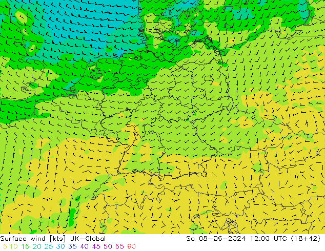 ветер 10 m UK-Global сб 08.06.2024 12 UTC