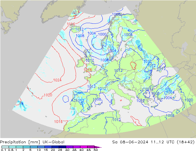 Precipitation UK-Global Sa 08.06.2024 12 UTC
