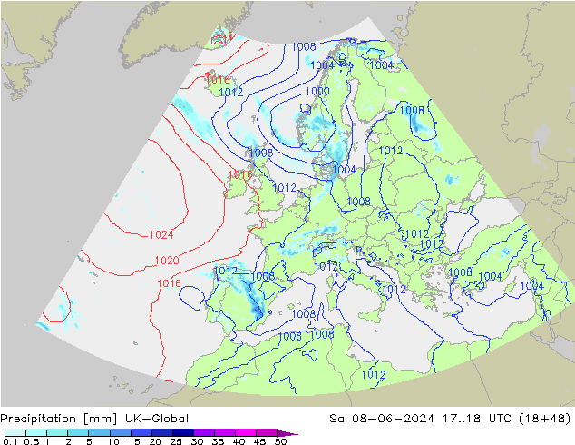 Precipitation UK-Global Sa 08.06.2024 18 UTC