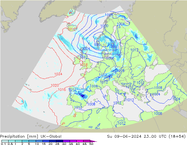 Precipitazione UK-Global dom 09.06.2024 00 UTC