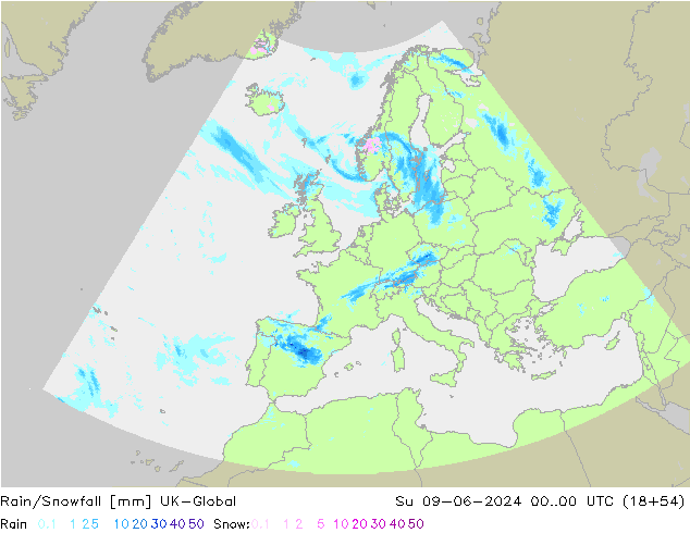 Rain/Snowfall UK-Global Вс 09.06.2024 00 UTC