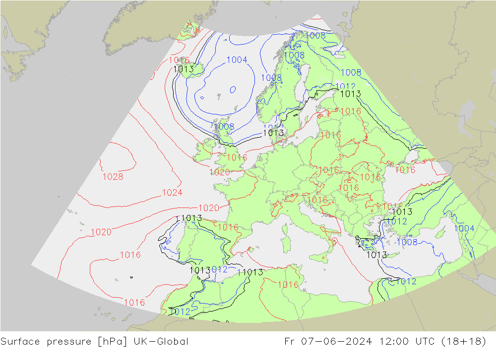 Surface pressure UK-Global Fr 07.06.2024 12 UTC