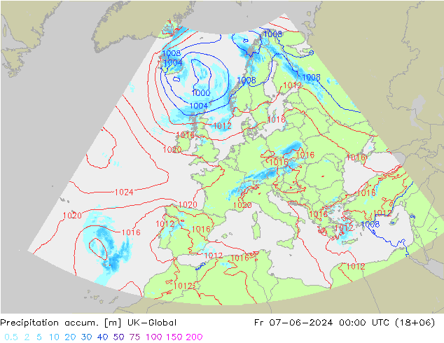 Precipitation accum. UK-Global Fr 07.06.2024 00 UTC