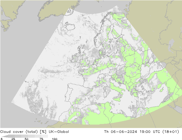 Cloud cover (total) UK-Global Th 06.06.2024 19 UTC