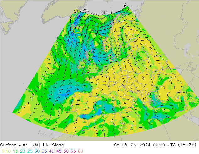 ветер 10 m UK-Global сб 08.06.2024 06 UTC