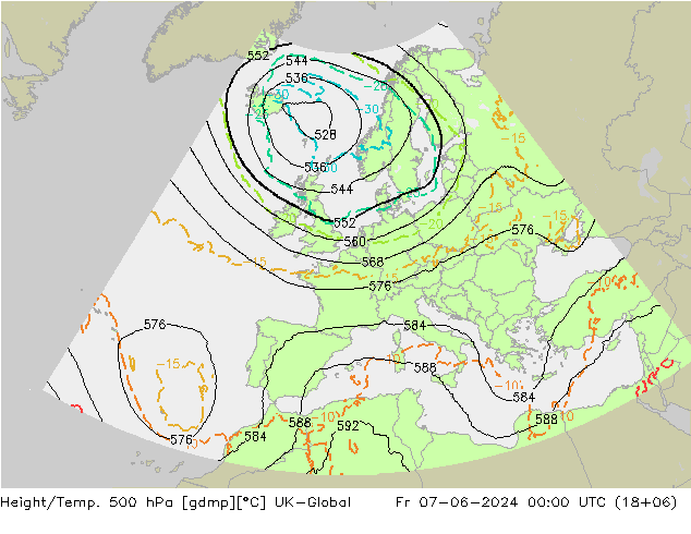 Height/Temp. 500 hPa UK-Global Fr 07.06.2024 00 UTC