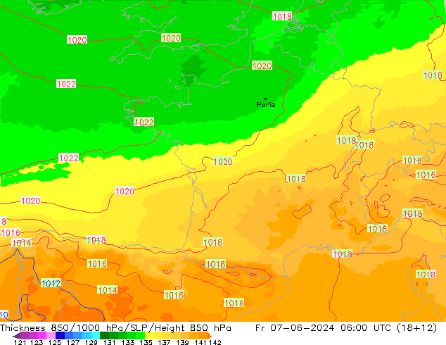 Thck 850-1000 hPa UK-Global Fr 07.06.2024 06 UTC