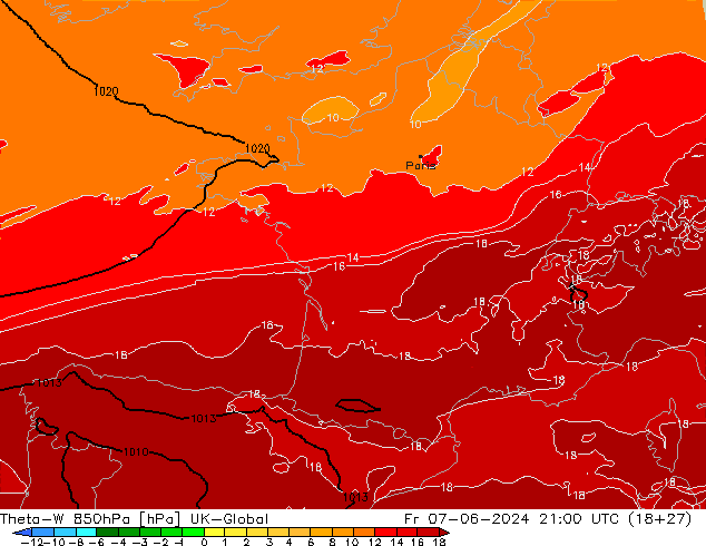 Theta-W 850hPa UK-Global  07.06.2024 21 UTC