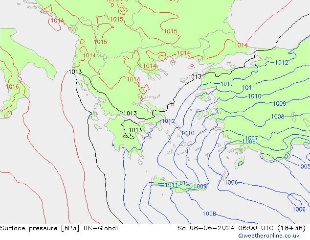 Surface pressure UK-Global Sa 08.06.2024 06 UTC