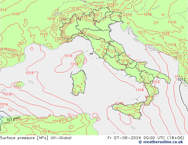 pression de l'air UK-Global ven 07.06.2024 00 UTC