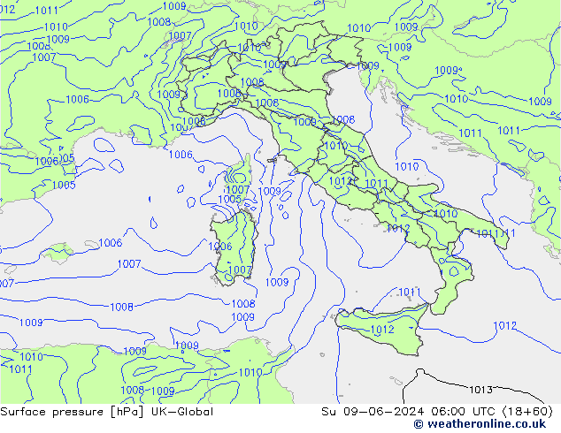 pressão do solo UK-Global Dom 09.06.2024 06 UTC