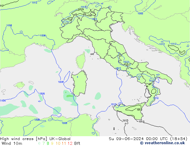 High wind areas UK-Global Su 09.06.2024 00 UTC