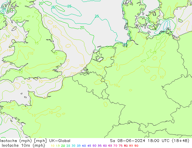 Isotaca (mph) UK-Global sáb 08.06.2024 18 UTC