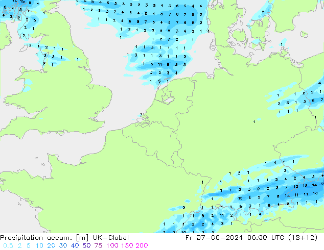 Precipitation accum. UK-Global пт 07.06.2024 06 UTC