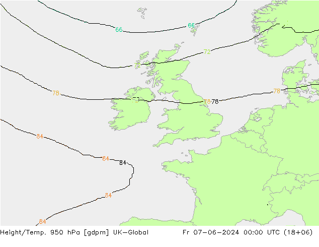 Height/Temp. 950 hPa UK-Global  07.06.2024 00 UTC