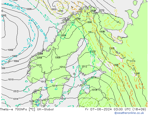 Theta-e 700hPa UK-Global Cu 07.06.2024 03 UTC