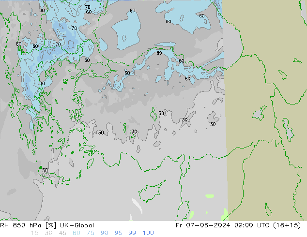 RH 850 hPa UK-Global ven 07.06.2024 09 UTC