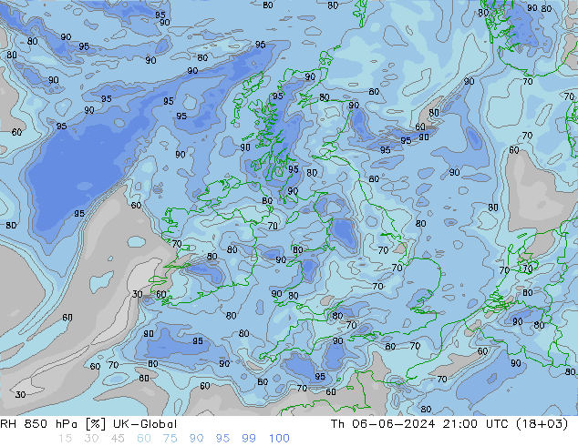 RH 850 hPa UK-Global Qui 06.06.2024 21 UTC