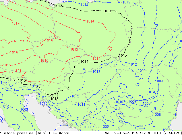 Surface pressure UK-Global We 12.06.2024 00 UTC