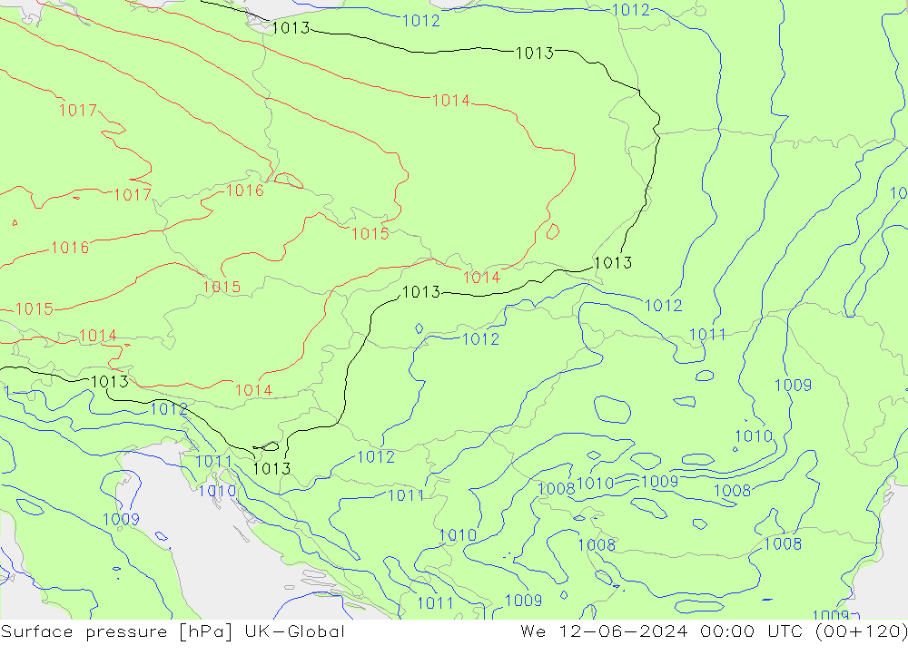 Surface pressure UK-Global We 12.06.2024 00 UTC