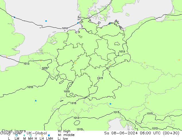 Wolkenlagen UK-Global za 08.06.2024 06 UTC