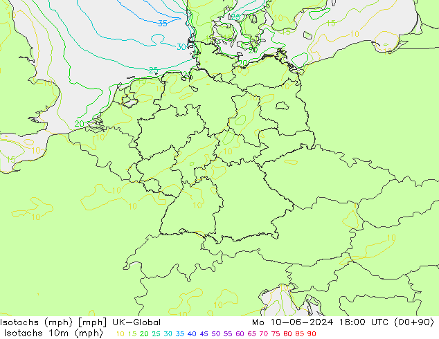 Isotachs (mph) UK-Global Po 10.06.2024 18 UTC