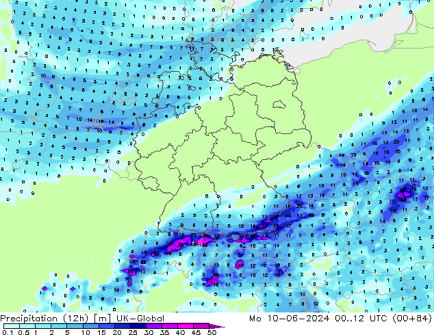 Nied. akkumuliert (12Std) UK-Global Mo 10.06.2024 12 UTC