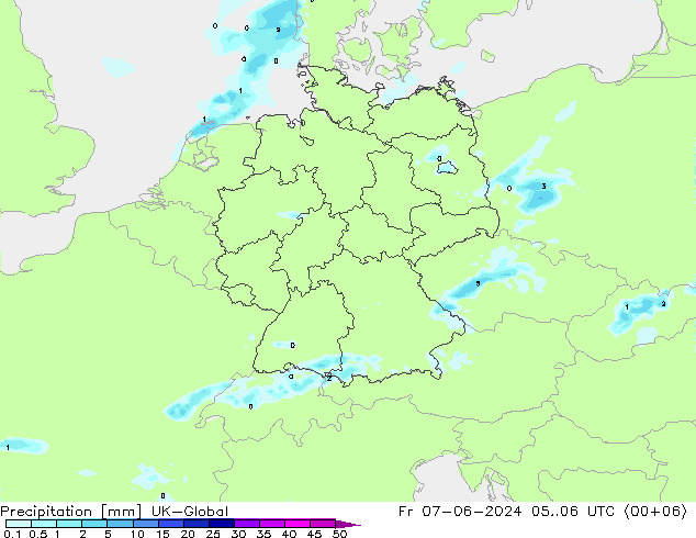 Precipitation UK-Global Fr 07.06.2024 06 UTC