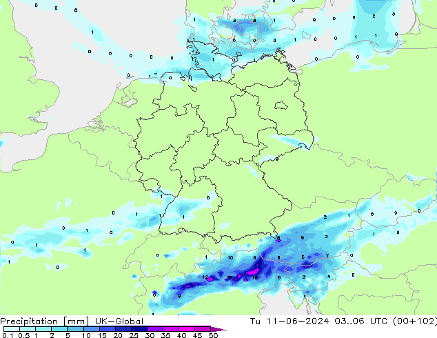 осадки UK-Global вт 11.06.2024 06 UTC