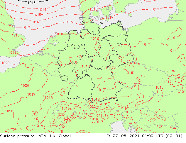 pression de l'air UK-Global ven 07.06.2024 01 UTC