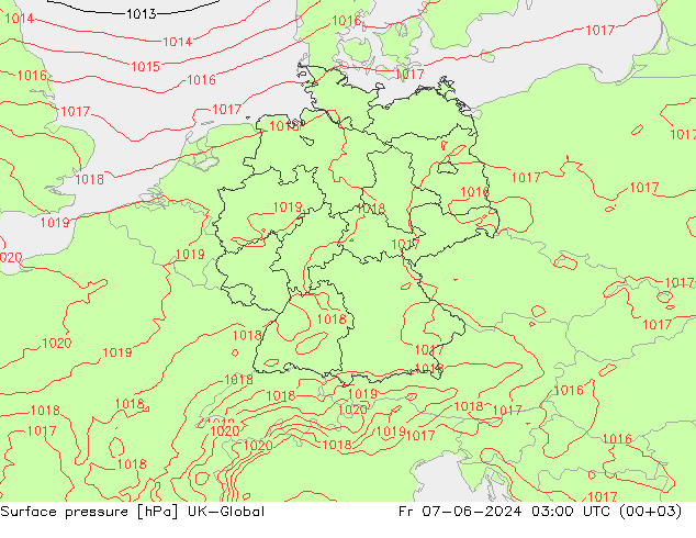 Luchtdruk (Grond) UK-Global vr 07.06.2024 03 UTC