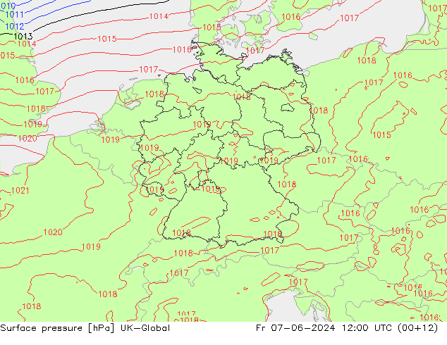 Surface pressure UK-Global Fr 07.06.2024 12 UTC