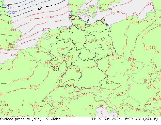 Surface pressure UK-Global Fr 07.06.2024 15 UTC